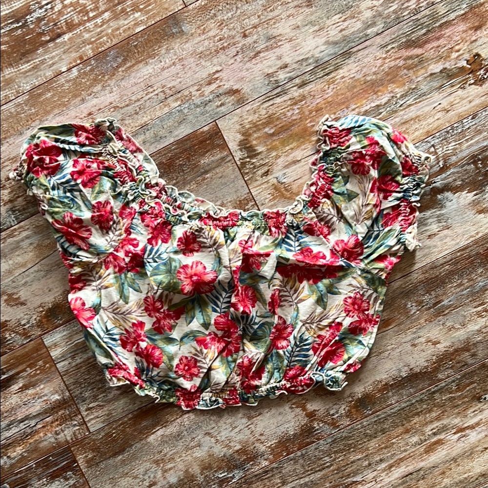 American Eagle Outfitters Red Floral Blouse